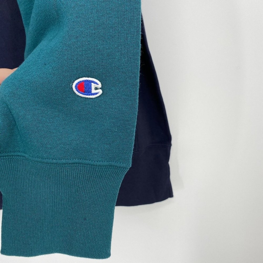 Champion Mens Reverse Weave Crew Neck Sweatshirt Pullover Oversized Navy Blue XL - Picture 2 of 6